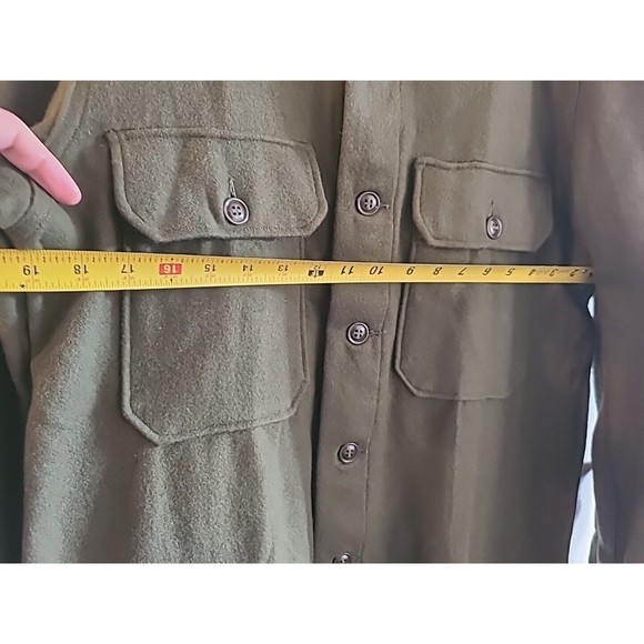 Vintage Olive Green Wool Military Shirt Jacket Size M - Picture 15 of 15